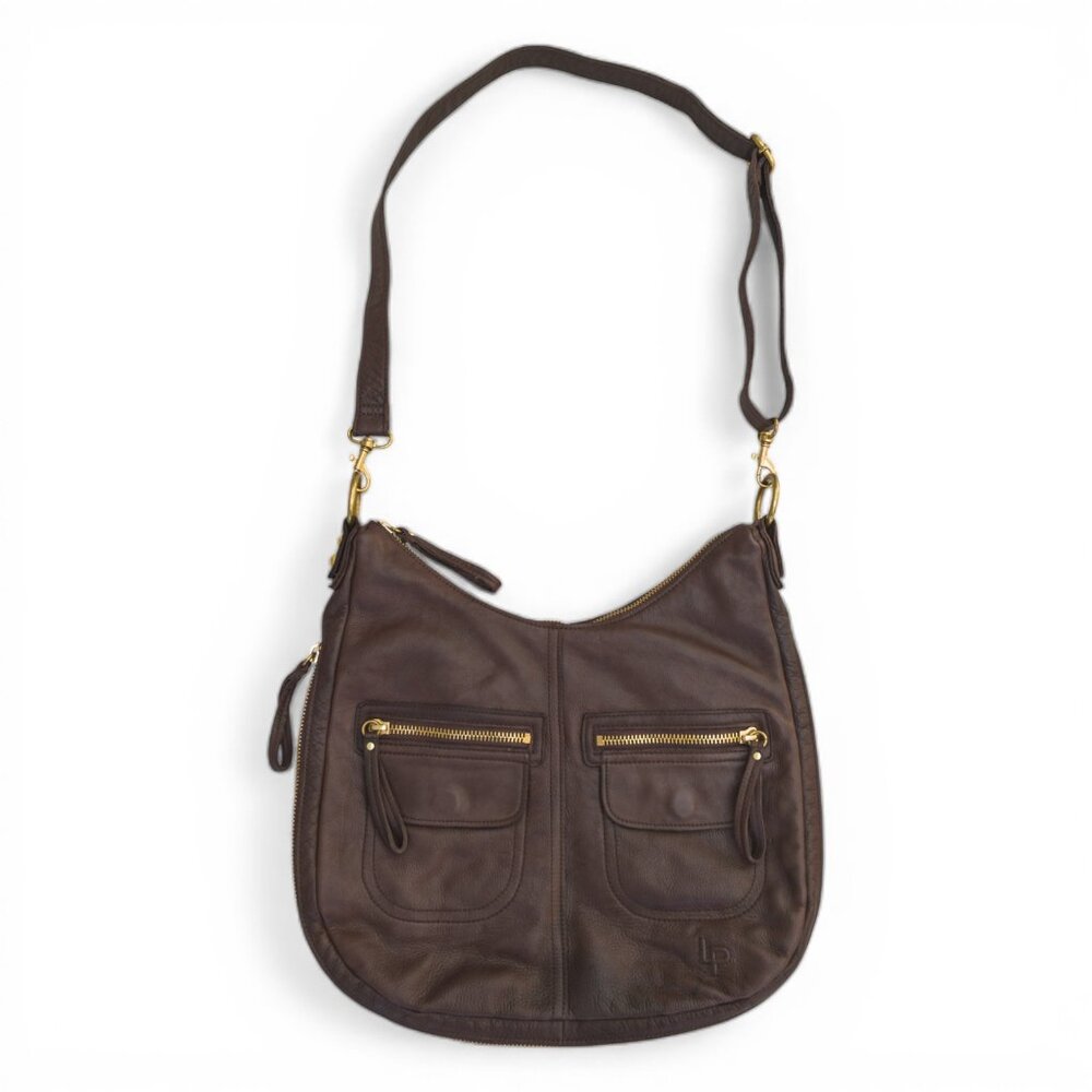 Linea Pelle Dylan Espresso Brown Italian Leather Hobo Bag – Zebra Lining